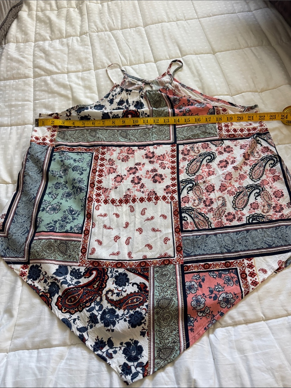 Maurices Navy and Pink Paisley Print Spaghetti Strap handkerchief style